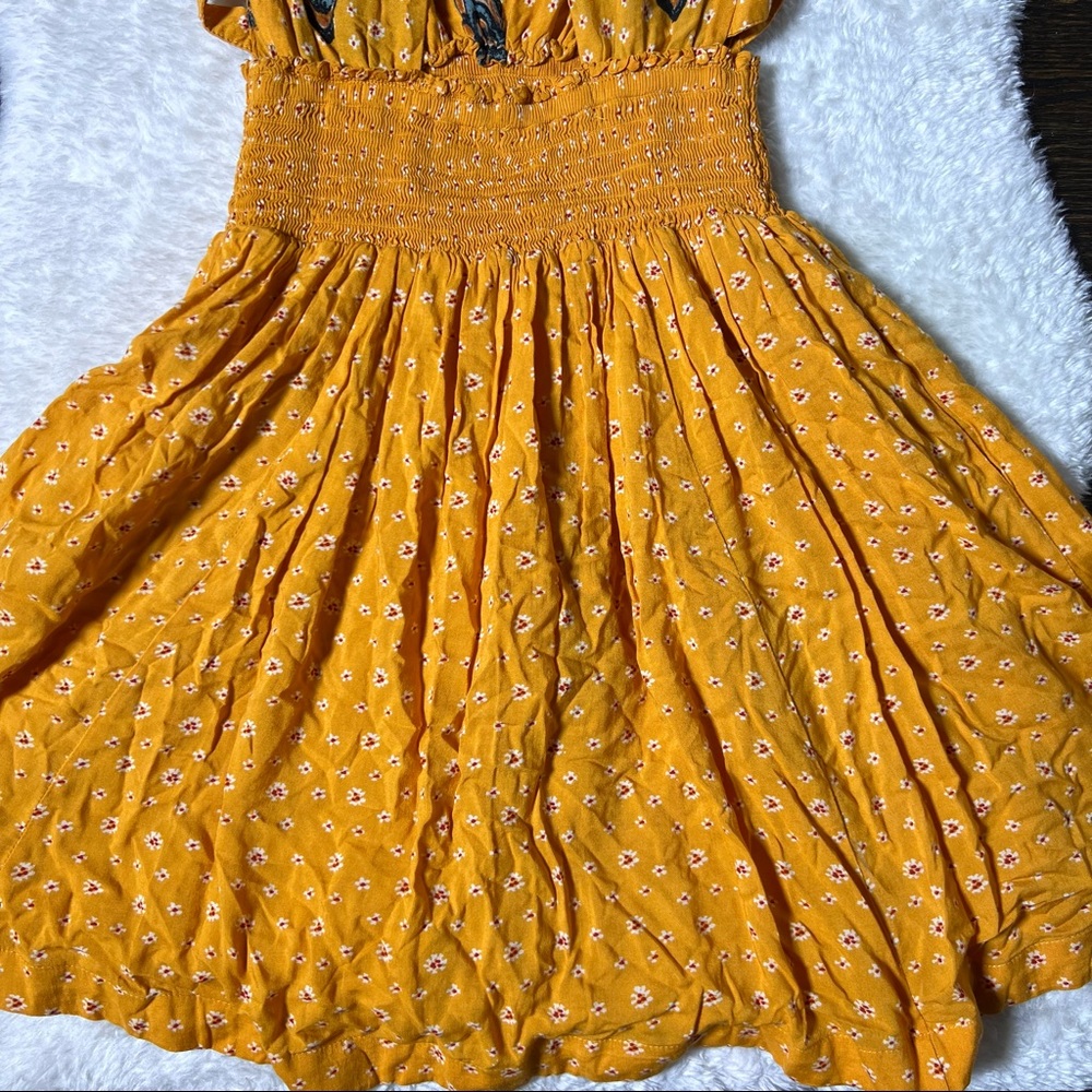 Free People Walking Through My Dreams Orange Floral Paisley Smocked Dress - Picture 12 of 15